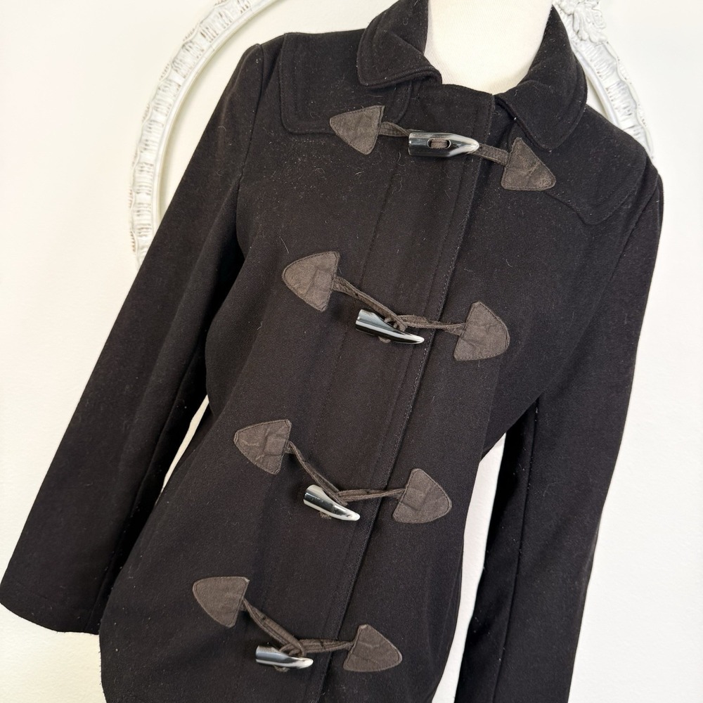 Gap Pea Coat Womens Black Toggle Duffle Wool Blend Lined Jacket Classic Casual S